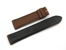 Cinturino Orologio Hamilton Tessuto Marrone 20/18mm Fibbia Ardiglione Casual New