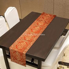 Runner da tavolo etnico in broccato jacquard arancione elefante tovaglia da p...