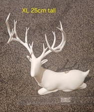 2x Grandi Decorazioni Natalizie Cervo in Piedi e Sedute Renne in Plastica Made in UK