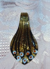 CIONDOLO CODA PAVONE ROSSA - VETRO DI MURANO 