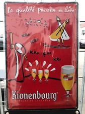 Tabella pubblicitaria birra Kronenbourg serigrafia su latta bombata rilievo