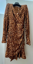 vestito pailettes oro/bronzo relish nuovo 