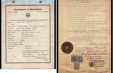 GF0016 - Certificato di Morte USA con Marche da bollo Consolari 1938