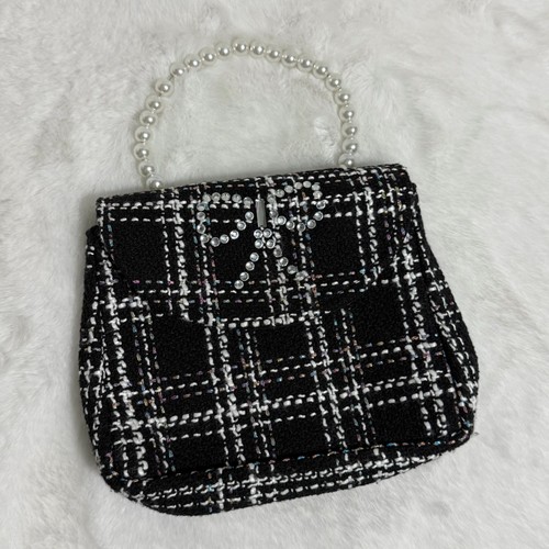 Borsa donna tweed manico perla