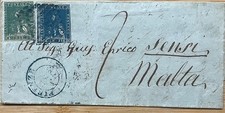 Toscana Tuscany 1858 Lettera Per Malta Affrancata 10 Crazie 4 Crazie + 6 Crazie