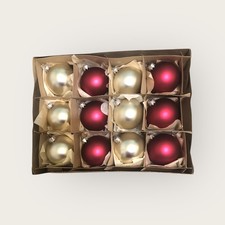 Palle di Natale in Vetro 12 Pz. Bianco e Fucsia Vintage Ø 7 cm Kaemingk(Olanda)