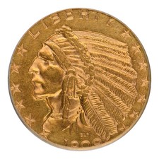 1909-D $5 testa di indiano in