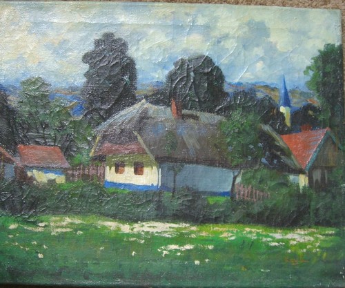Paesaggio chiave con case - chiave,
