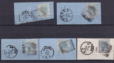 Regno 1867 - Effigie Vitt. Emanuele II 20c. azzurro su 05 frammenti timbro Ancon