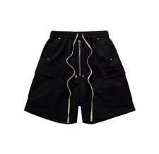 Pantalone Shorts Rick Goth Y2k Owens Cargo Black Waxed  Belt Baggy