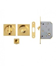 KIT PER PORTE SCORREVOLI  QUADRO ORO LUCIDO CON SERRATURA MARCA FIMET