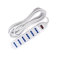 MULTIPRESA CIABATTA ELETTRICA 6 POSTI CON INTERRUTTORE GENERALE CAVO DA 5 METRI 