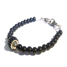 Bracciale perle nere con zirconi da uomo braccialetto in acciaio inox di donna