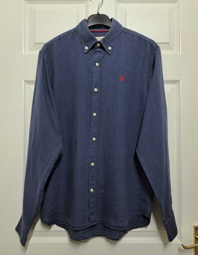 Camicia lino ganso blu - lino,