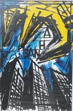 Vinicio Berti "Antagonismo Costruttivo Per L' Avvenire" Acrilico Su Tela 60x40cm