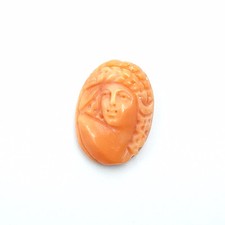 ANTICO CIONDOLO CAMMEO DI CORALLO ARANCIONE INTAGLIO DEL CORALLO ROSA CAMEO