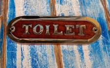 Insegna Toilet Ottone Mogano