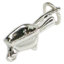 Charm in argento sterling carriola .925 x 1 Charms giardinaggio carriola carriol