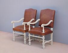 Coppia di poltrone st.Luigi XIII 'rocchetto', laccate Shabby Chic, '900!