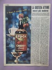 STOCK CHERRY BRANDY RITAGLIO CLIPPING PUBBLICITA' ANNI 60 ADVERTISING G18