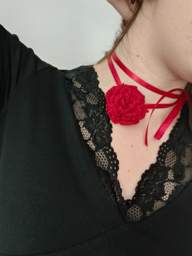 Choker rosa uncinetto - ,