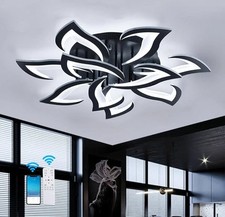 Lampadario LED Nero Plafoniera da Soffito a Fiore Dimmerabile Telecomando e APP