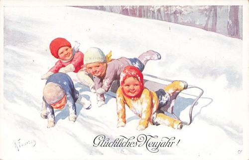Cartolina capodanno bambini - cartolina,