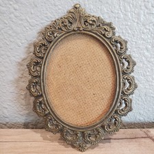 Cornice portafoto vintage Made in Italy 5" piccola ottone tono oro ornata da appendere
