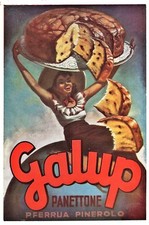 PUBBLICITA' 1957 PANETTONE GALUP PINEROLO P.FERRUA BOCCASILE DOLCE DONNA SORRISO