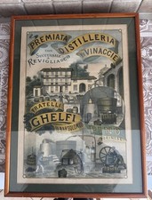 ANTICO MANIFESTO PUBBLICITARIO DISTILLERIA FRATELLI GHELFI PINO TORINESE