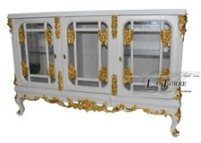 Servante stile barocco credenza buffet porta TV Mobile bianco con particolari or