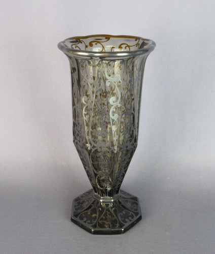 Vaso cristallo nero fiori - cristallo,