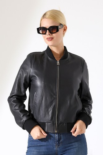 Bomber donna nero pelle - , di