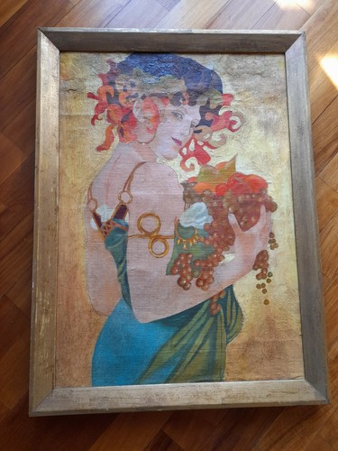 Coppia oli quadro art decò - coppia,