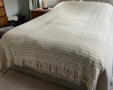 Grande tenda francese vintage cotone uncinetto pizzo letto singolo 180 cm x 235 cm 