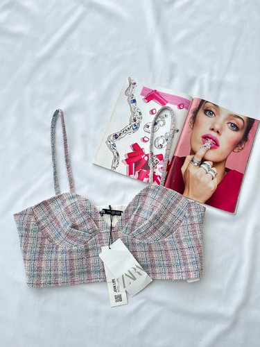 Zara tweed crop top - tweed,