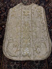 Pianeta Bianca Antica Teletta D Oro  Da Restaurare Completa  Con Manipolo  Stola