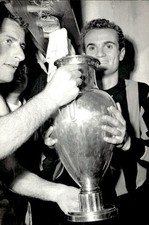 cartolina postcard Calcio Inter Milani e Mazzola finale Coppa Campioni 1964