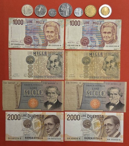 Lotto banconote monete - +,