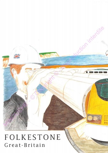 Treno tgv illustratore - cp,