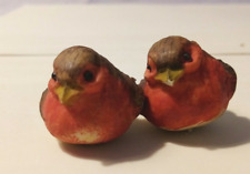 UCCELLINI PETTIROSSI N°2 RESINA LAVORATI E DIPINTI  VINTAGE  (S4)