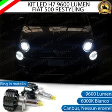 KIT A LED H7 FIAT 500 RESTYLING CANBUS 6000K XENON 9600 LUMEN 80W NO AVARIA LUCI