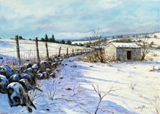 "Paesaggio innevato" olio su tela cm.50x70, no Faccincani, Guttuso, Fiume, Sassu