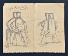 EMILIO NOTTE (1892-1982) - Disegno a matita "Gli amanti" (attribuito)