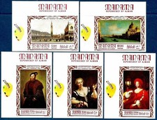Ajman 1969 Dipinti Italiani Venezia/Ritratti Tiepolo Tiziano/Artisti Imperf MNH2