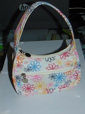 borsa donna Carpisa borsetta piccola bianco e fiori colorati con 3 taschine zip