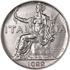 Italy 1922-R Lire KM#62 AU/BU
