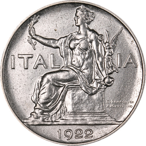 Italy 1922 lire au bu - lire, au/bu
