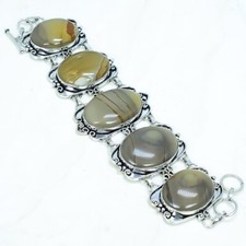 Bracciale In Argento Etnico Fatto A Mano In Giada Policroma 7-8" BRJR5082