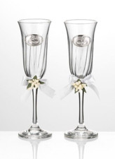 Calici Flute Cristallo e Argento Valenti  25° Anniversario Matrimonio BV 1046